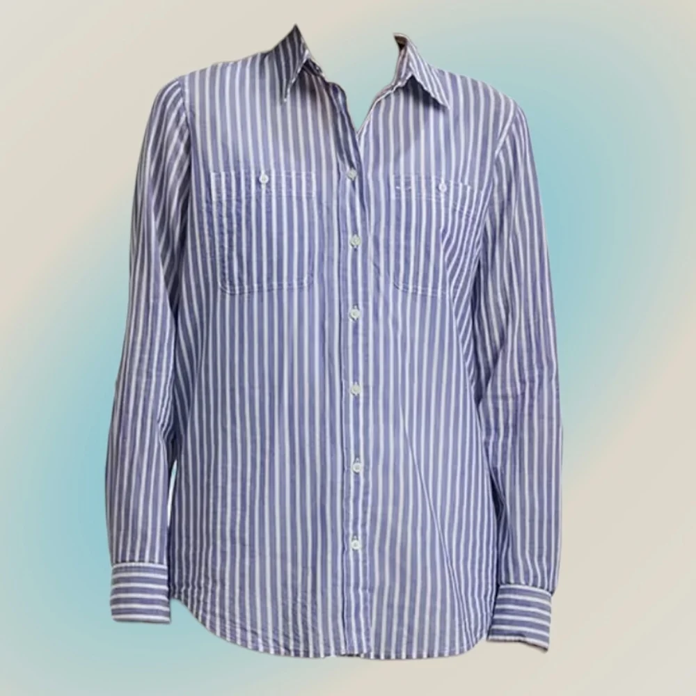 GAP Blue and White Boyfriend Shirt - Picture 1 of 5